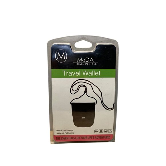 MoDA Travel Wallet Black Durable Adjustable Strap Versatile Bi-Fold Design - Picture 1 of 6